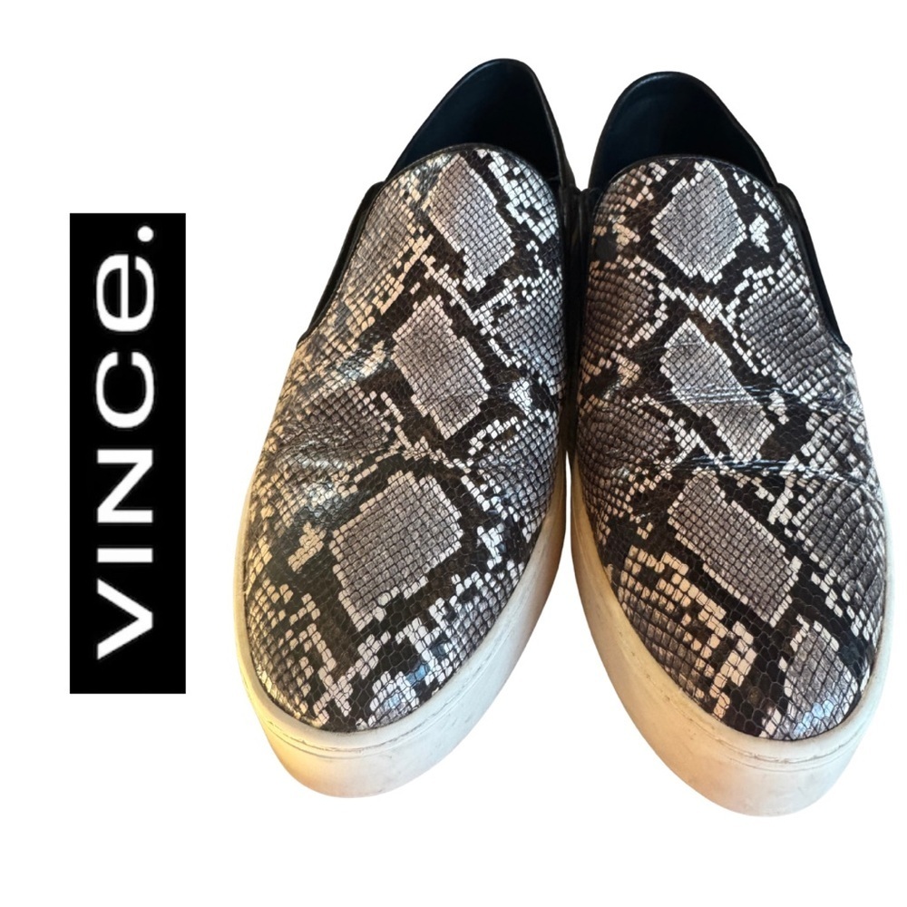 Vince Women's Black Brown & Tan Snake Print Sneakers 7.5M EUC tennis shoes - Picture 6 of 9